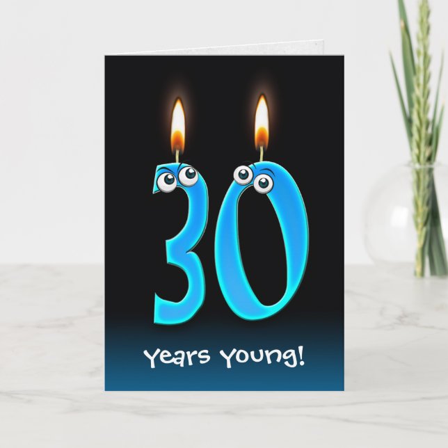 Carte 30e anniversaire bougies avec boules d'yeux (Devant)