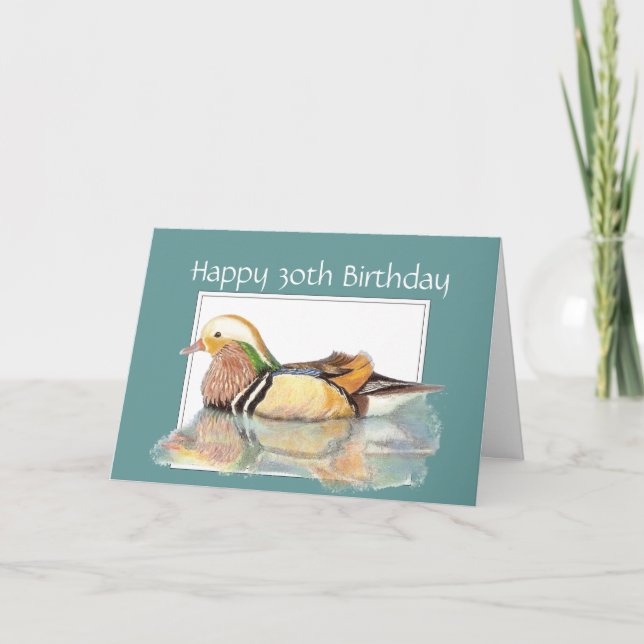 Carte 30e anniversaire, canard à bois, oiseaux, sauvagin (Devant)