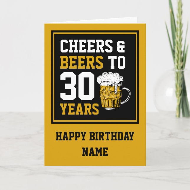 Carte 30e anniversaire Cheers & Bières à 30 ans (Devant)