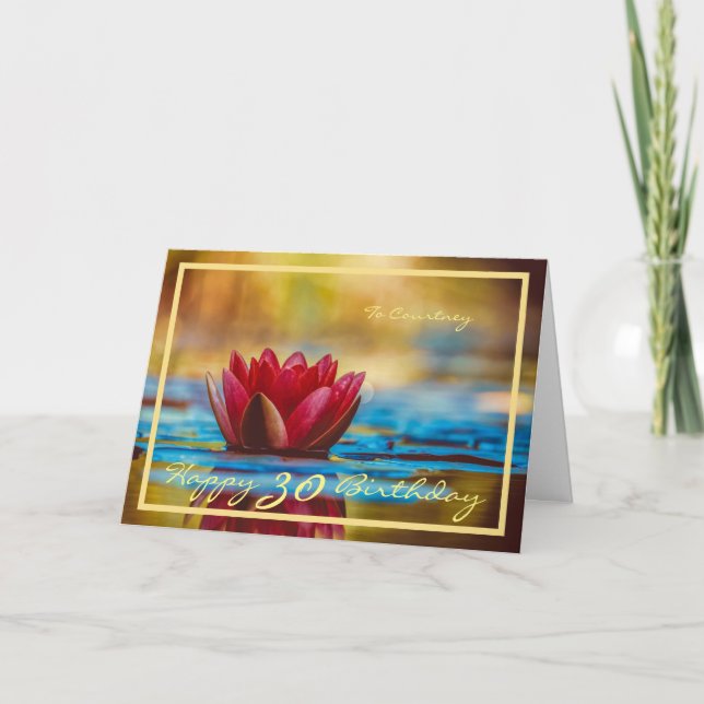 Carte 30e Anniversaire Courtney Water Lily Elegant Gold  (Devant)