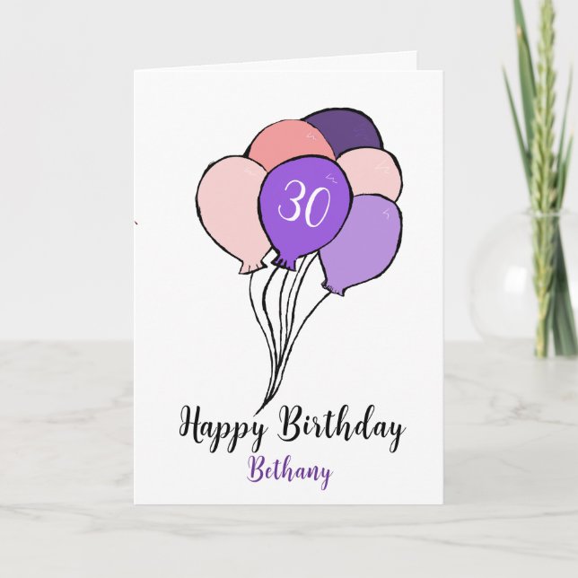 Carte 30e anniversaire de la bande de ballons (Devant)