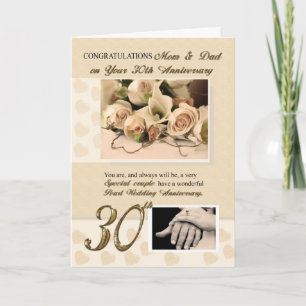 Carte 30e anniversaire de mariage de perle maman et papa