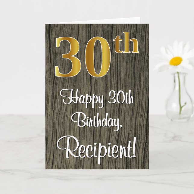 Carte 30e anniversaire : Elégant Faux Gold Look #, Faux  (Petite plante)