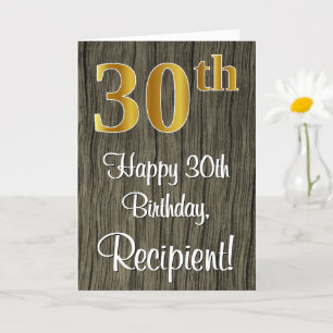 Carte 30e anniversaire : Elégant Faux Gold Look #, Faux