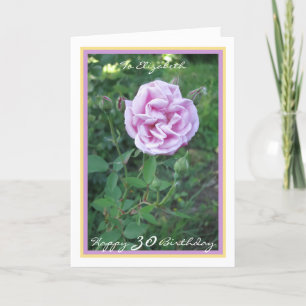 Carte 30e Anniversaire Elizabeth Purple Rose Modern Gold