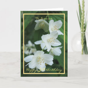 Carte 30e anniversaire Jasmine Flowers Elégant cadre Or