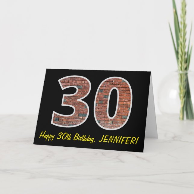 Carte 30e anniversaire - Motif de mur de briques "30" av (Devant)