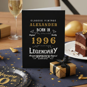 Carte 30e anniversaire Né 1996 Vintage Black Gold