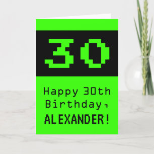 Carte 30e anniversaire : Nerdy / Geeky Style "30" et nom