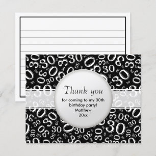 Carte 30e anniversaire : Noir/Blanc Motif numérique
