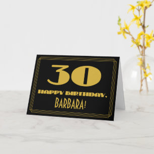 Carte 30e anniversaire : Nom + Art Déco Inspiré Look "30
