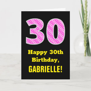 Carte 30e anniversaire : Pink Stripes and Hearts "30" + 