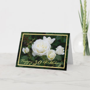 Carte 30e Anniversaire Rachel Roses Blanches Cadre Moder