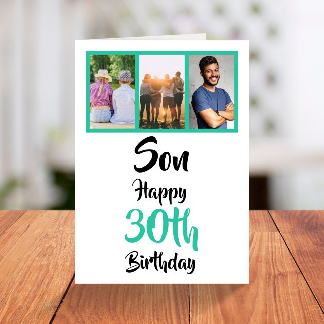 Carte 30e anniversaire Son vert photo moderne Collage (Créateur téléchargé)