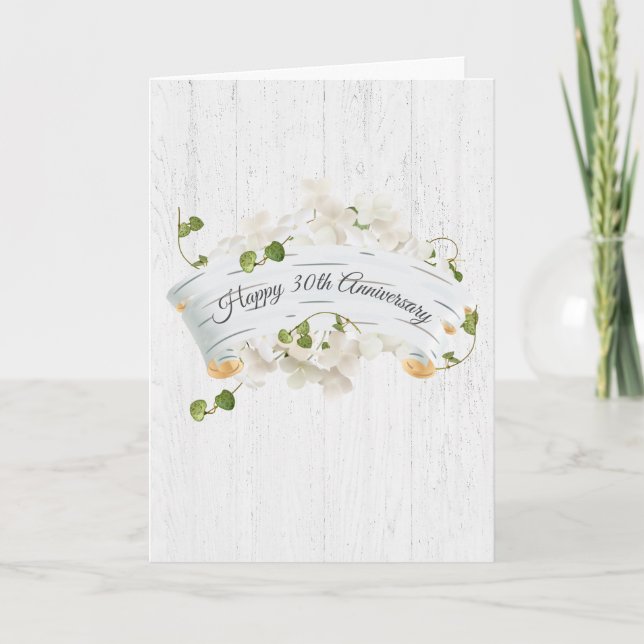 Carte 30e Anniversaire Sur Birch Scroll With Ivy (Devant)
