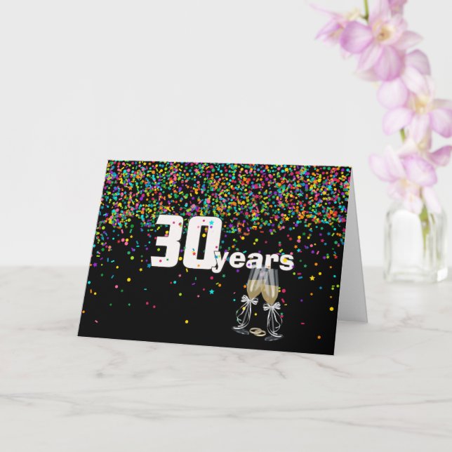 Carte 30e anniversaire toast en confetti (Orchidée)