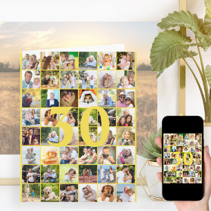 Carte 30e ou n'importe quel âge Photo Collage Big Birthd