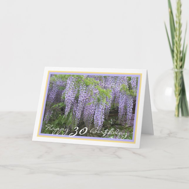 Carte 30ème Anniversaire Amy Purple Wisteria Elégant cad (Devant)