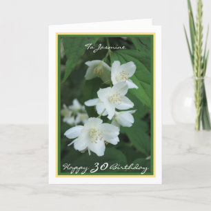 Carte 30ème Anniversaire Jasmine Flowers Nom moderne Gol