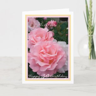 Carte 30ème Anniversaire Patricia Pink Roses Elégant cad