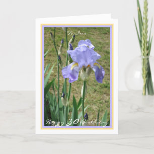 Carte 30ème Anniversaire Purple Iris Elégant Cadre Moder