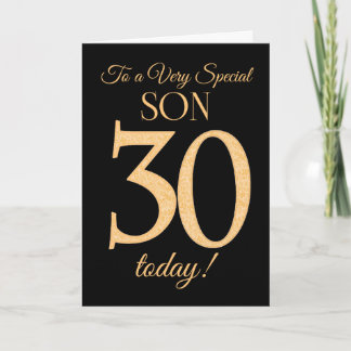 Carte 30ème effet or sur le noir pour son anniversaire