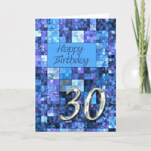 Carte 30th Birthday card with abstract squares.