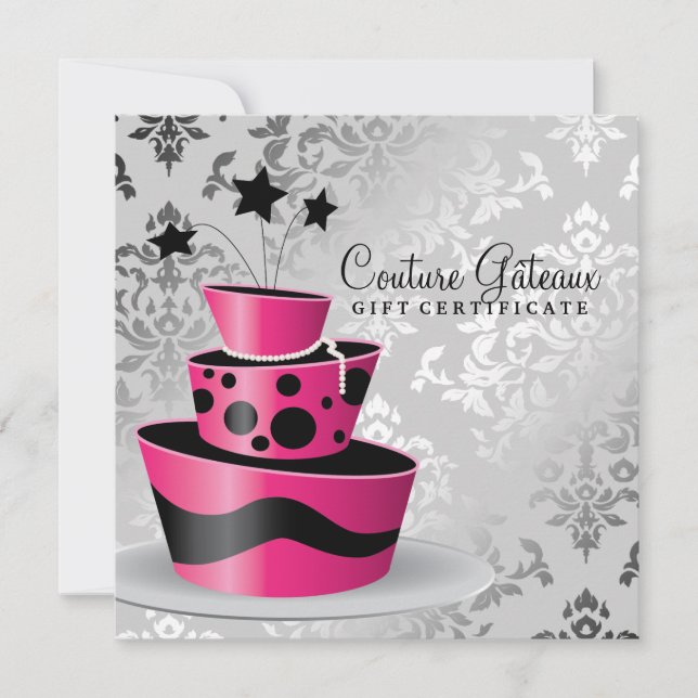 Carte 311 Couture Gâteaux Certificat cadeau Hot Pink (Devant)