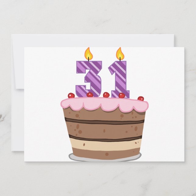 Carte 31 ans sur le gâteau d'anniversaire (Devant)
