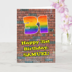 Carte 31e anniversaire : Arc-en-ciel amusant inspiré par