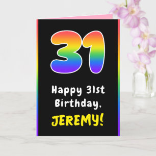 Carte 31e anniversaire : Arc-en-ciel coloré # 31, Nom pe