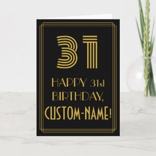 Carte 31e anniversaire : Art Déco Inspiré Look "31" & No