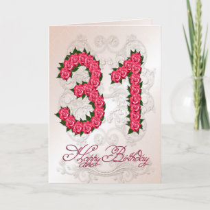 Carte 31e anniversaire avec rose et feuille