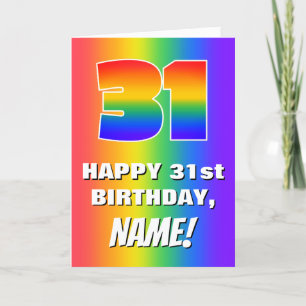 Carte 31e anniversaire : coloré, amusant Motif arc-en-ci