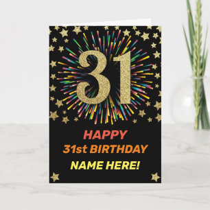 Carte 31e anniversaire Feu d'artifice Rainbow Gold Fun