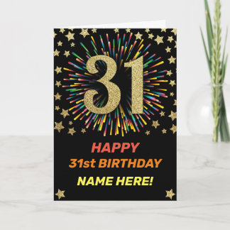Carte 31e anniversaire Feu d'artifice Rainbow Gold Fun
