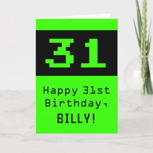 Carte 31e anniversaire : Nerdy / Geeky Style "31" et nom