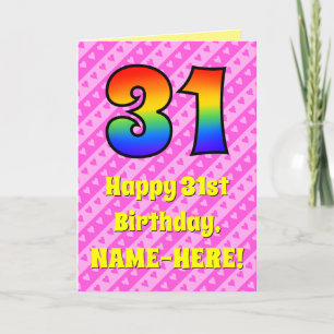 Carte 31e anniversaire : Pink Stripes & Hearts, Arc-en-c
