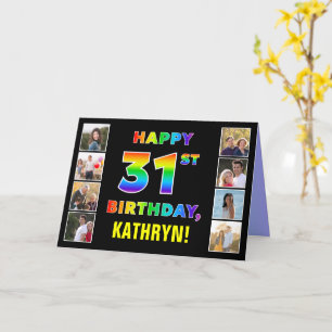 Carte 31e anniversaire : Rainbow Text, Custom Photos & N