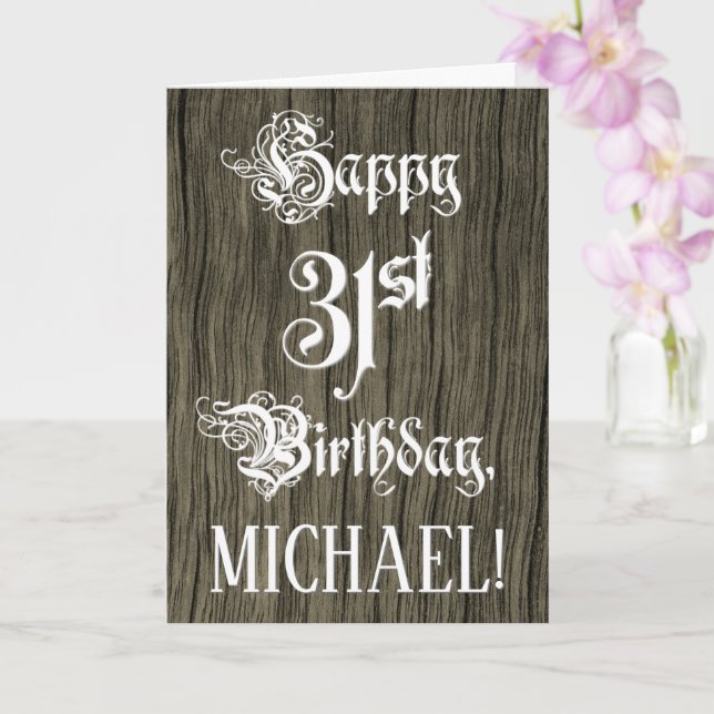 Carte 31e anniversaire : Texte élégant, fantaisie; Faux  (Orchidée)