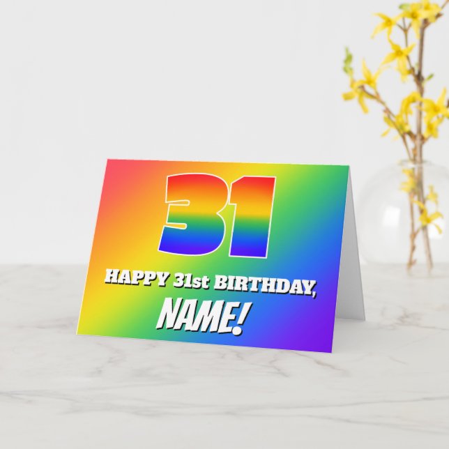 Carte 31st Birthday: Multicolored Rainbow Pattern # 31 (Fleur jaune)