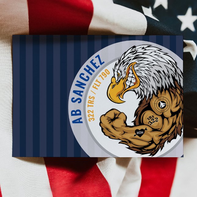 Carte 322 Eagles Air Force Formation Militaire de Base (322 TRS Eagles Air Force BMT Basic Military Training Mascot card, altitude You’ve Got This, USA Flag)