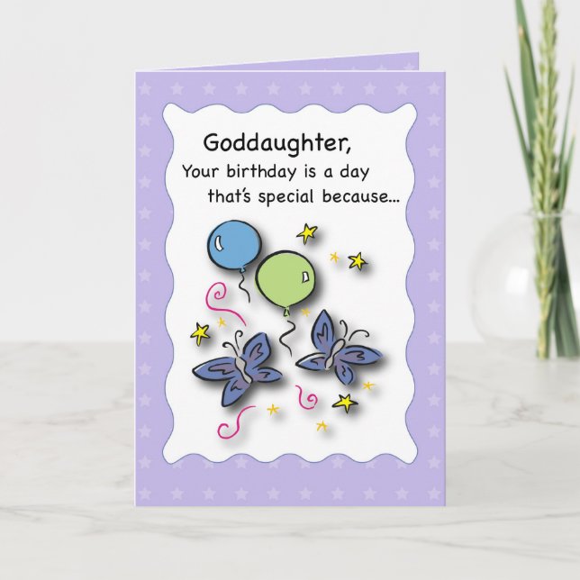 Carte 3293 Ballons d'anniversaire Godgirl et papillons (Devant)