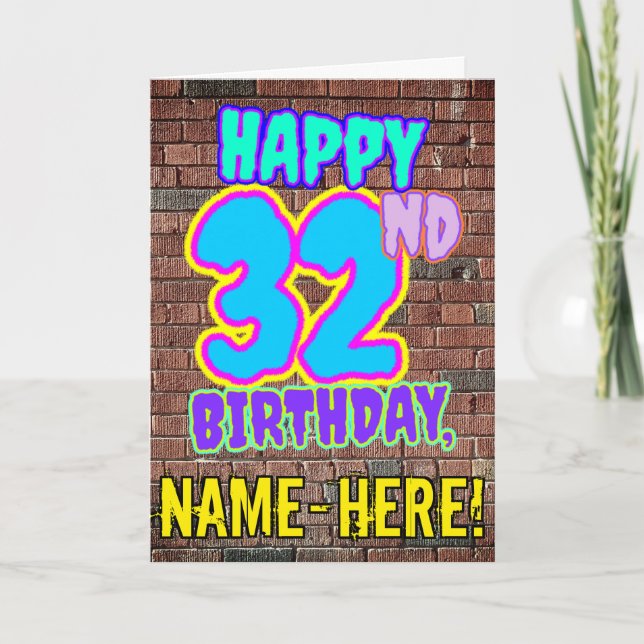 Carte 32e anniversaire - Amusant, Graffiti urbain inspir (Devant)