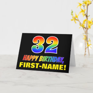 Carte 32e anniversaire : Bold, amusant, simple, arc-en-c