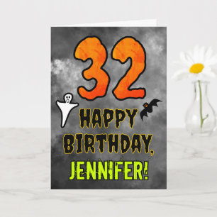 Carte 32e anniversaire : Eerie Halloween Thème + Nom per