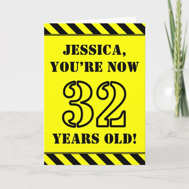 Carte 32e anniversaire : texte de style crayon amusant,  (Devant)