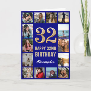 Carte 32e Joyeux Anniversaire Photo de la Marine Bleue &
