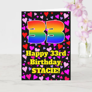 Carte 33e anniversaire : Amour Hearts Motif, Arc-en-ciel