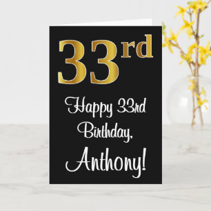 Carte 33e anniversaire ~ Elégant luxe Faux Gold Look #